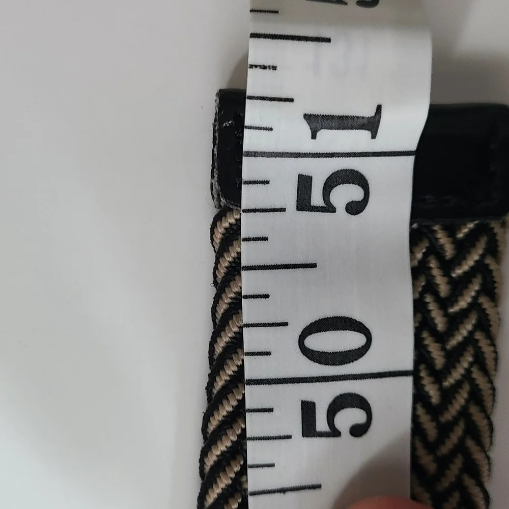 DOCKERS 2XL Belt black braided brown silver buckle‎ LIKE NEW